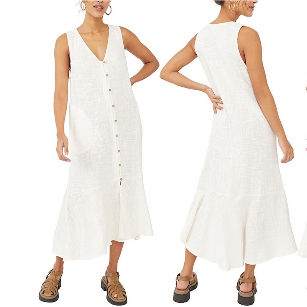 NWOT Free People ivory Valerie sleeveless cotton maxi dress